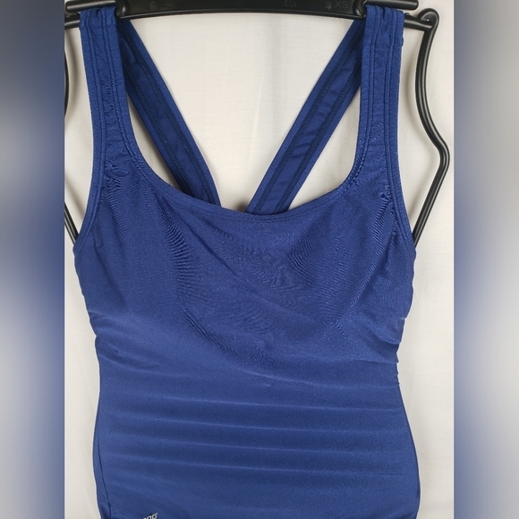 Speedo Blue One Piece Swimsuit w/CrissCross Back Sz 8 - Picture 5 of 10